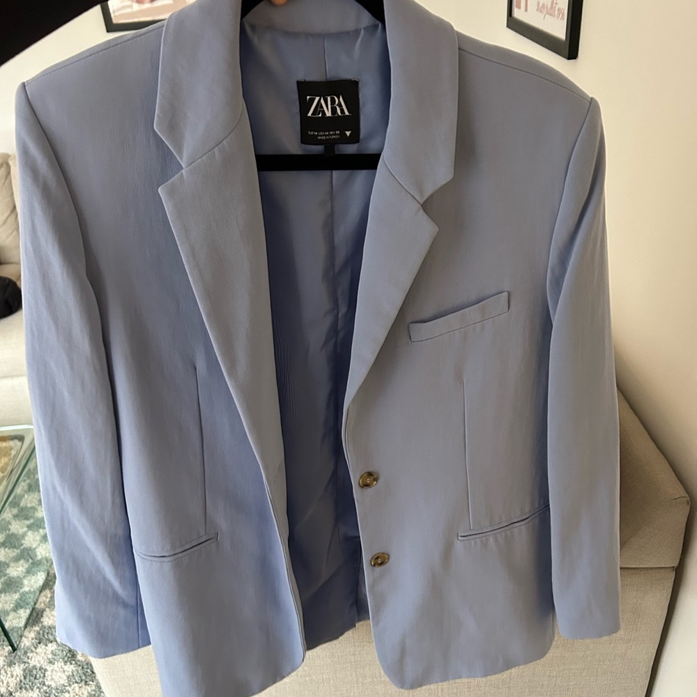 Oversized Zara light blue blazer size M